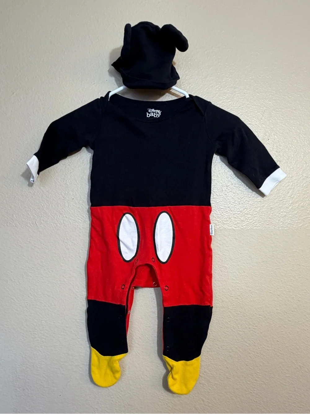 Disney Mickey Mouse Red & Black One-Piece with Hat 9-12m